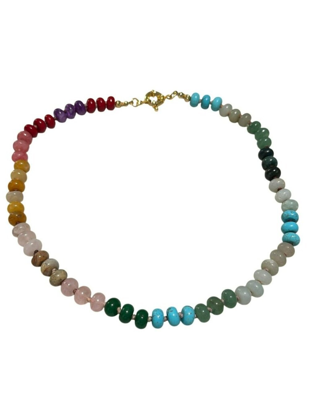 Mayamar Multi-Gemstone Beaded Necklace With Gold-Tone Clasp Vibrant Colors